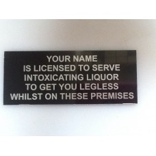 Bar sign - Your Name with licensing writing - 250mm X 100mm NEW - Pub - Home Bar   122258547134